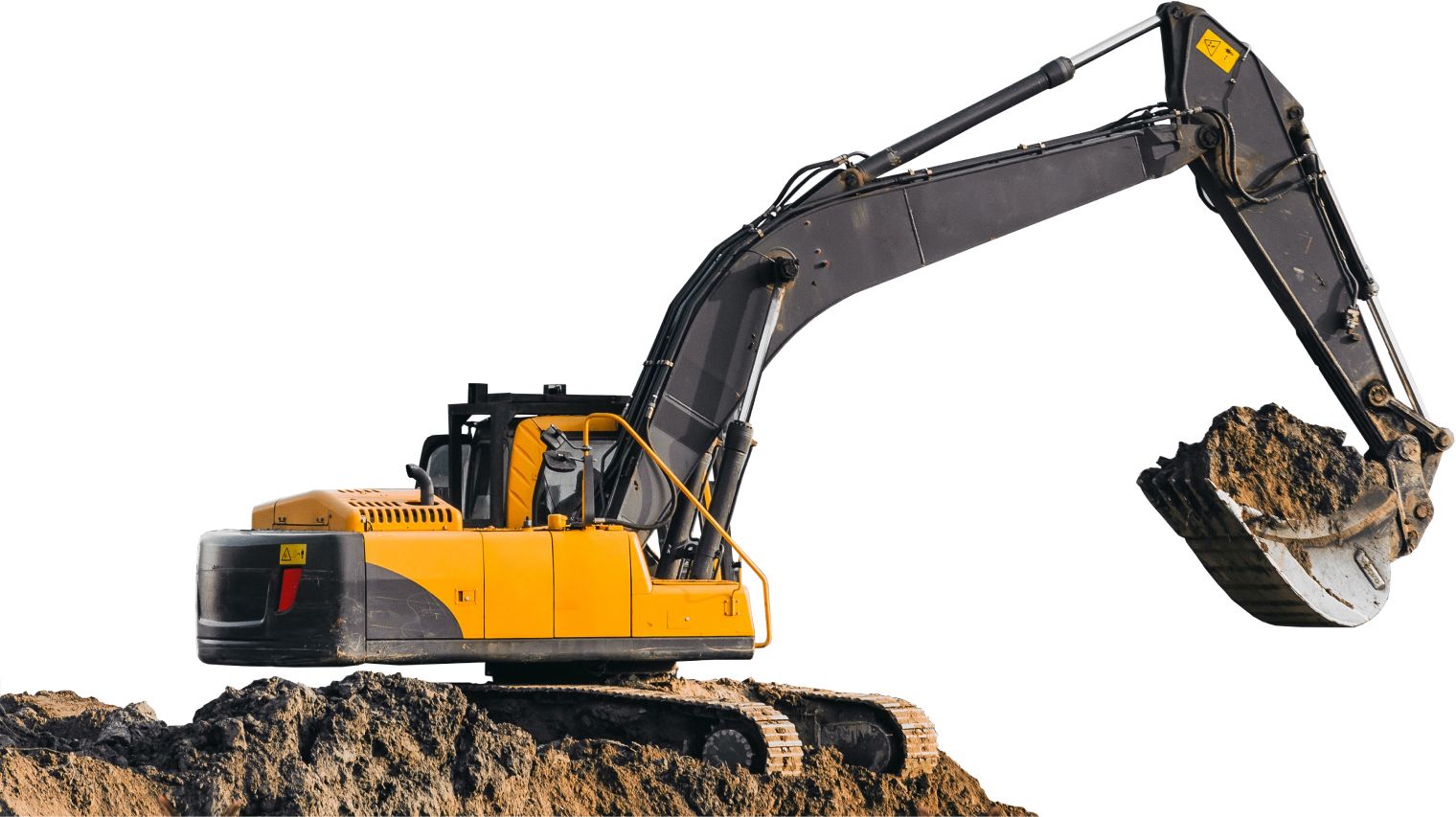 Gelber freigestellter Bagger